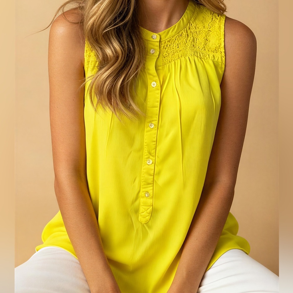 Anthropologie Holding Horses Yellow Smocked Top-S